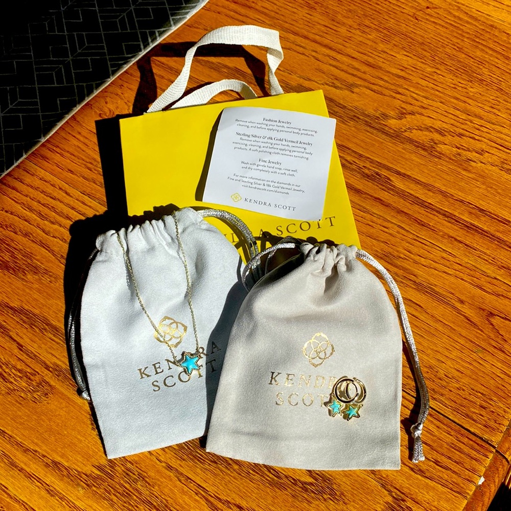 Kendra Scott blue star necklace and earrings